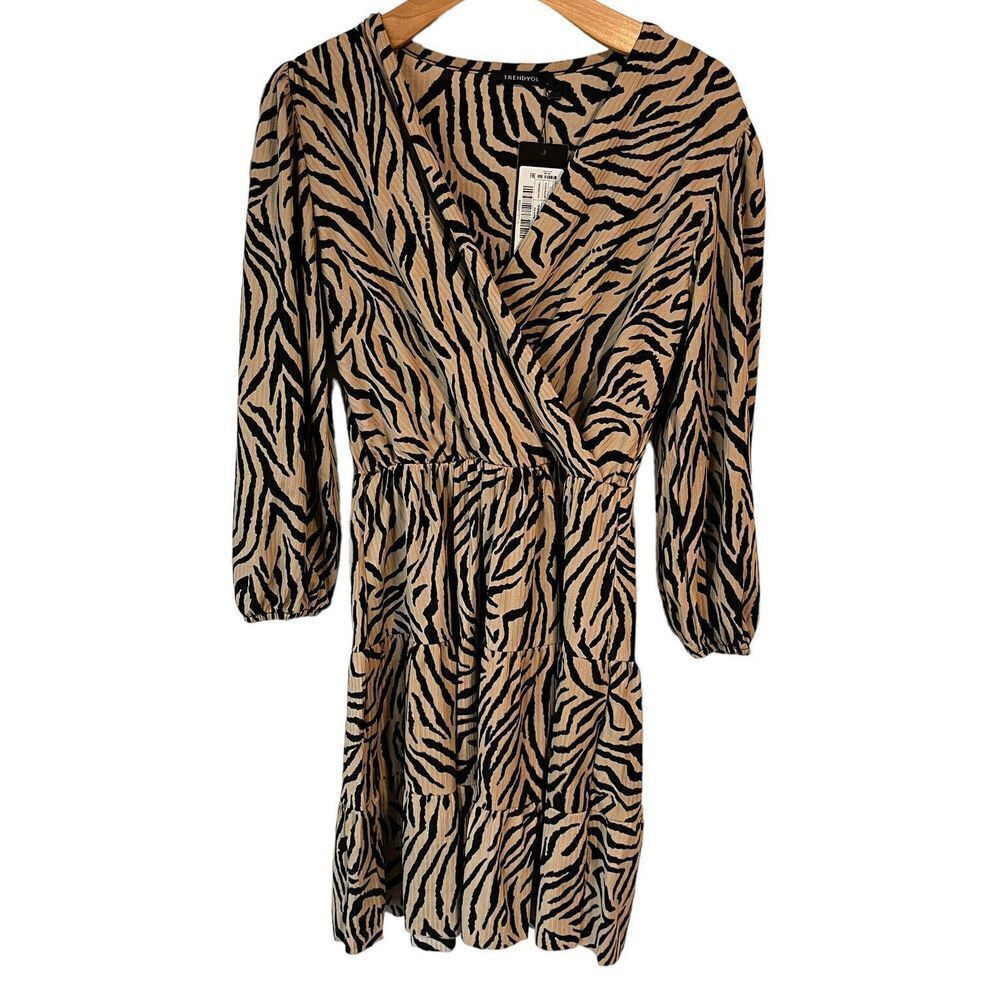 Trendyol Womens Animal Print Knee High Dress Large